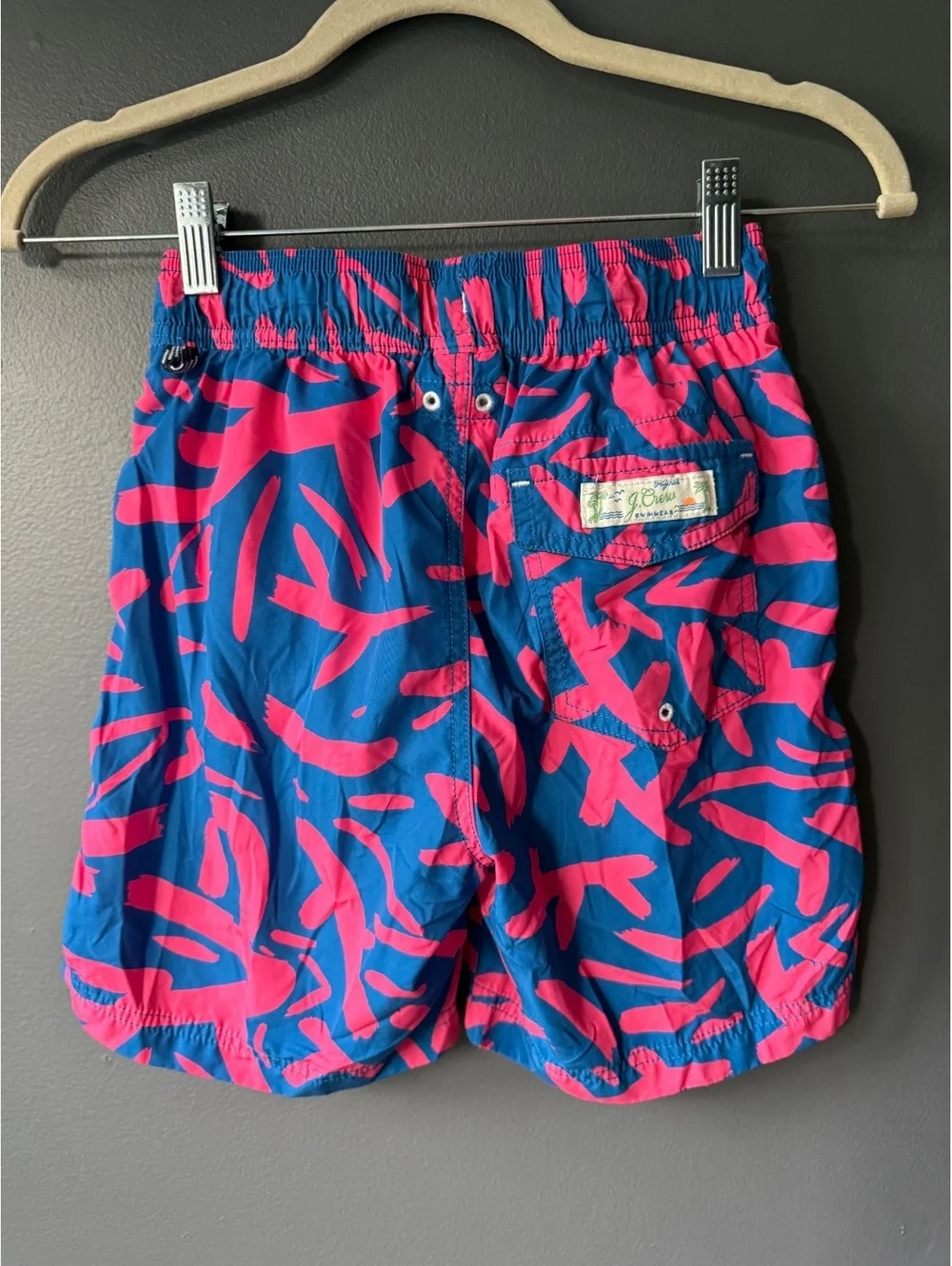 J.Crew Swimwear Men's Swim Shorts Blue and Pink Size 10